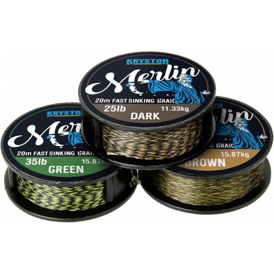Kryston šňůra Merlin Fast Sinking Braid Zelená 20m 15lb