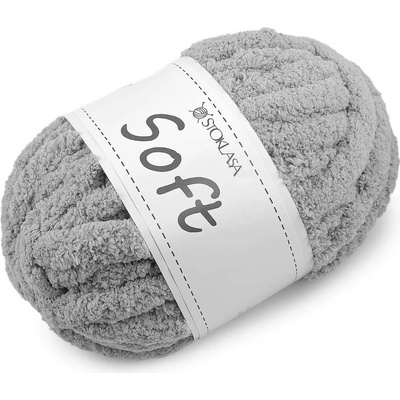 Pletací příze žinylková Soft 250 g, střední, 8 šedá světlá