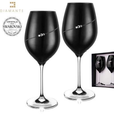 Bohemia Crystal Sklenice na červené víno přátelská souprava Silhouette black 2 ks 470 ml