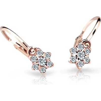 Cutie Jewellery detské náušnice z ružového zlata C2152-10-X-4 biela