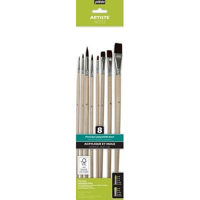 Sada 8 štětců BP - kulaté + ploché (long handle)