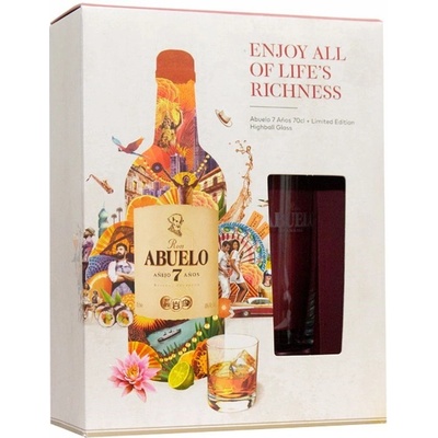 Ron Abuelo Aňejo 7y 37,5% 0,7 l (dárkové balení 1 sklenice)