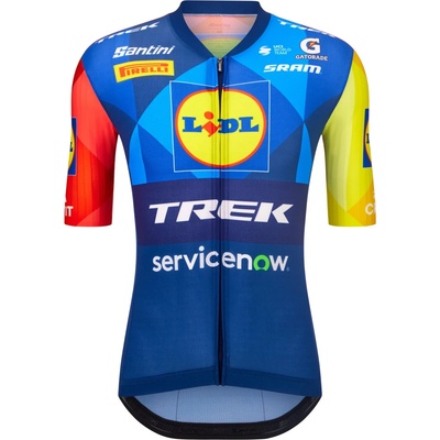 Santini Мъжка фланелка с къс ръкав за колоездене Santini Lidl Trek Team Original Jersey Cycling jersey - Print (056-4376-0112)