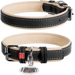 COLLAR Кожен нашийник Soft за куче 30 - 39см, 20мм, черно - бежов