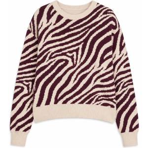 MAZINE Дамски пуловер Mazine Women's Zebra Jacquard Knit Jumper - Light Beige / Burgundy (117-3953-0314)