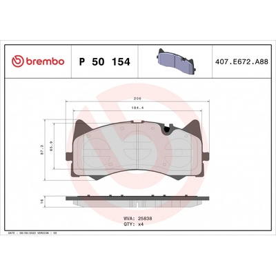 Sada brzdových platničiek kotúčovej brzdy BREMBO P 50 154