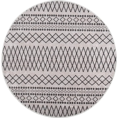 vidaXL Килим, миещ се, φ120 см, черно и бяло (337975)