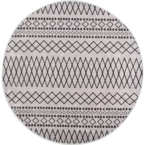 vidaXL Килим, миещ се, φ120 см, черно и бяло (337975)