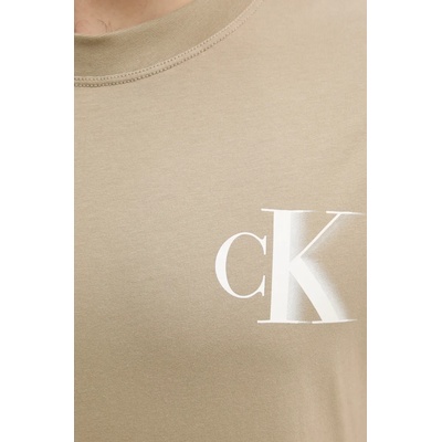 Calvin Klein Jeans Памучна тениска Calvin Klein Jeans в бежово с принт J30J327475 (J30J327475)