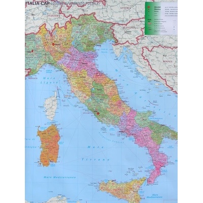 Stiefel Itálie - nástěnná mapa PSČ 100 x 140 cm Varianta: bez rámu v tubusu, Provedení: laminovaná mapa v lištách – Zboží Dáma