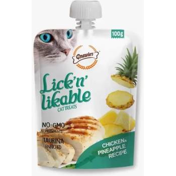 GNAWLERS Lick’n Lickable течно лакомство за котка пиле и ананас 100gr