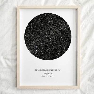 Jen tak z lásky Hviezdna mapa životného okamihu – váš originálny darček s hĺbkou. Rozměr plakátu: 40 × 50 cm (PDF e-mailem), Barva pozadí: Planeta