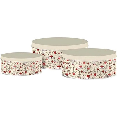 Emocio Plechová kulatá dóza Christmas Glory krémová 200 × 90 185 × 80 140 × 65 mm 3 ks