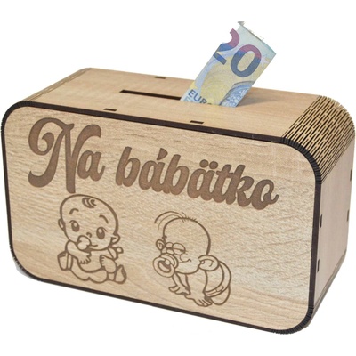 Drevená pokladnička s nápisom - Na bábätko