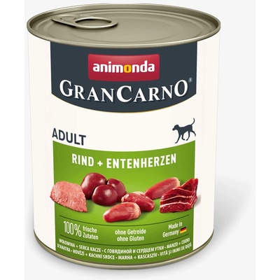 Animonda Gran Carno Adult -Консервирана храна за израснали кучета с говеждо и патешки сърца, 800 гр