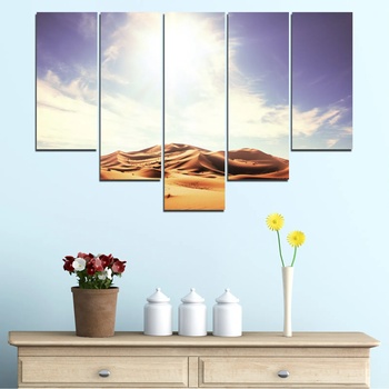 Vivid Home Картини пана Vivid Home от 5 части, Слънце, Канава, 110x65 см, 6-та Форма №0209