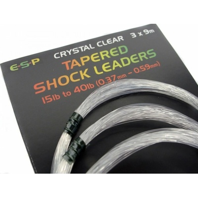 ESP ujímání šokové náväzca Tapered Shock Leaders Crystal Clear 3x9m