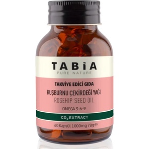Tabia Имунитет и грижа за костите и ставите - Масло от семена на шипка (източник на омега 3-6-9), 1000 mg x 60 софтгел капсули (361105 TABIA)
