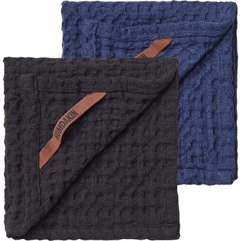 Humdakin Малки кърпи за съдове Humdakin Waffel 28 x 28 см цвят въглен и синьо 2 бр (271-105)
