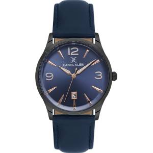 Daniel Klein DK. 6.14034-5 Мъжки часовник, Тъмносин | Каишка от кожа | 48mm | Premium Часовници