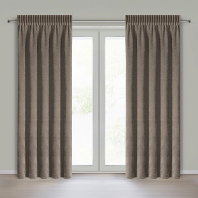 Záves NILO so šenilovou štruktúrou s riasiacou páskou 140x270 cm – tmavohnedý