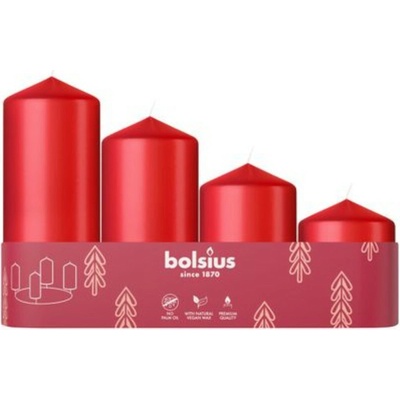 Bolsius Pillar Advent Vianoce 60 / 80 / 100 / 120 x 48 mm 4 ks