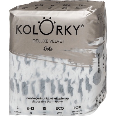 KOLORKY Deluxe Velvet pleny L motiv Puntíky 19 ks
