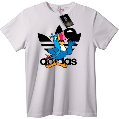 NOONEBRAND Adidas тениска с карикатурна птица - L, White