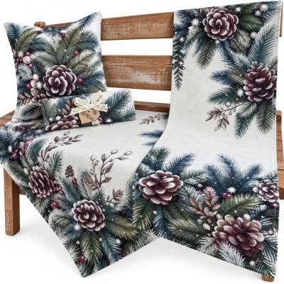 Tegatex Gobelínový ubrus chenille zasněžená šiška 40x140 cm