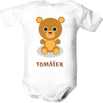 T shock Dětské body s potlačou Medvídek se jménem dětské Bílá