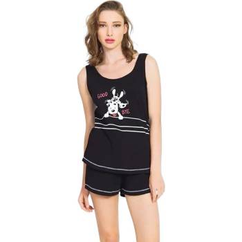 Лятна пижама в черен цвят с картинка на куче