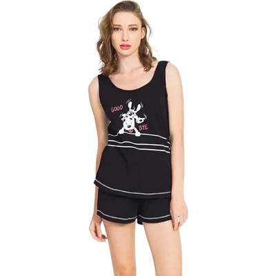 Лятна пижама в черен цвят с картинка на куче