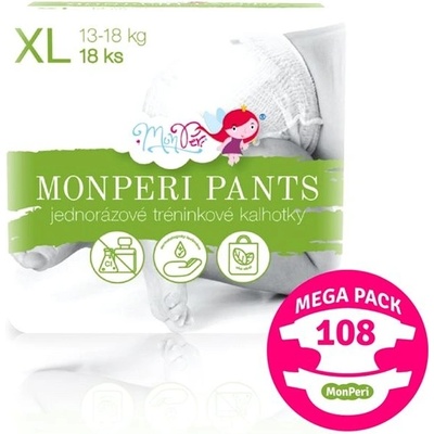 MonPeri Mega Pack plienkové nohavičky Pants XL 13-18 kg 108 ks