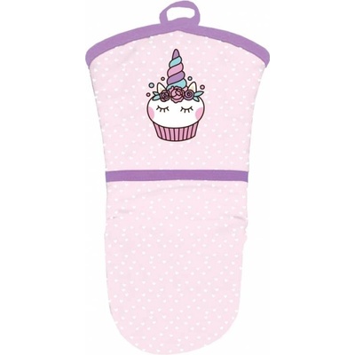 Alvarak kuchyňská chňapka růžová se silikonovou dlaní Jednorožec