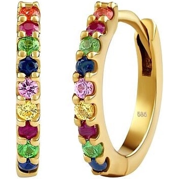 Silvego Zlaté naušnice kruhy Aira s farebnými drahokamami 11mm DNN4049EGYMS