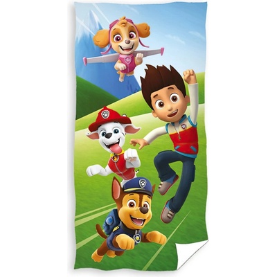 Carbotex Osuška TLAPKOVÁ PATROLA VŽDY VE STŘEHU modro zelená 70 x 140 cm