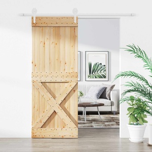 vidaXL Преплъзваща се врата 80 x 210 cm Естествено и бяло (3445189)