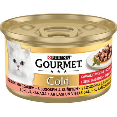 Gourmet Gold Kúsky mäsa v šťave s lososom a kuracím mäsom 24 x 85 g