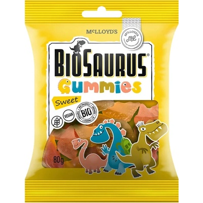 McLLOYD'S Biosaurus BIO Gummies sladké vegánske bonbóny bez lepku 80 g