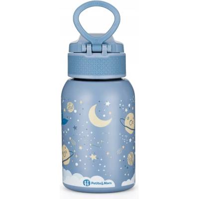 Petite & Mars Fľaša nerezová termo so slamkou 350 ml Whale Song 18m+