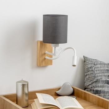 Brilagi - LED Аплик NUBILA WOOD 1xE27/25W/230V + LED/3W дъб/антрацит (BG1565G)