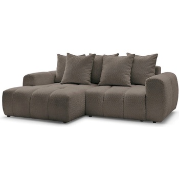 Bobochic Кафяв разтегателен ъглов диван с място за съхранение от букле (ляв ъгъл) Roxelane - Bobochic Paris (108366)