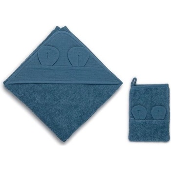 Funnababy Mušelínový set Osuška s kapucňou + žinka Province Petrol