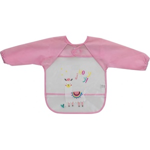 Interbaby Бебешки лигавник с ръкави Interbaby - Llama, розов (00322) - baby