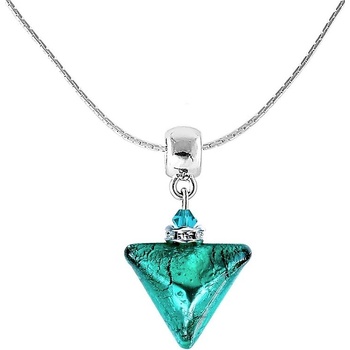 Lampglas Krásny náhrdelník green triangle s rýdzim striebrom v perle NTA7