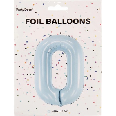 PartyDeco Fóliový balón narodeninové číslo 0 svetlomodrý