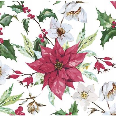 Pol-Mak Papierové Servítky Vianočné Vianoce POINSETTIA kvet 33x33cm 20ks