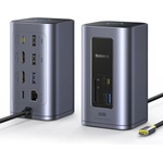 Baseus Докинг станция NU1 Air Spacemate (B00568103813-00) - Baseus - USB-C към 2x HDMI, RJ45, SD/TF, USB портове - Космическо сиво