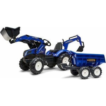 FALK FALK Šliapací traktor 3090W New Holland T8 s nakladačom rypadlom a maxi vlečkou 3090W