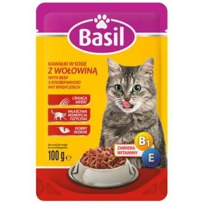Basil vlhké krmivo pre mačky, vrecko 100 g s hovädzím mäsom